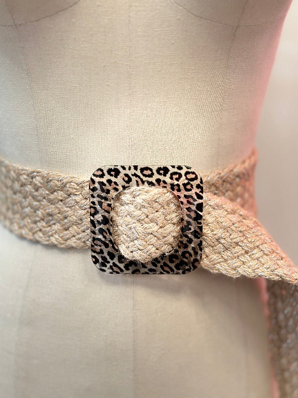 Square Leopard Natural Belt Posh Society Boutique Accessories Visit poshsocietyhb