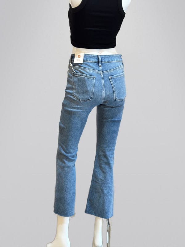 Stretchy High-Waisted Cropped Flare Jeans Posh Society Boutique Jeans Visit poshsocietyhb