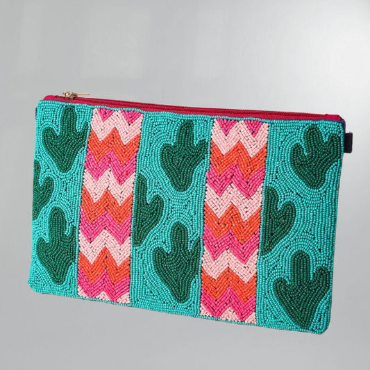 Striped Cactus Clutch Posh Society Boutique Bags Visit poshsocietyhb