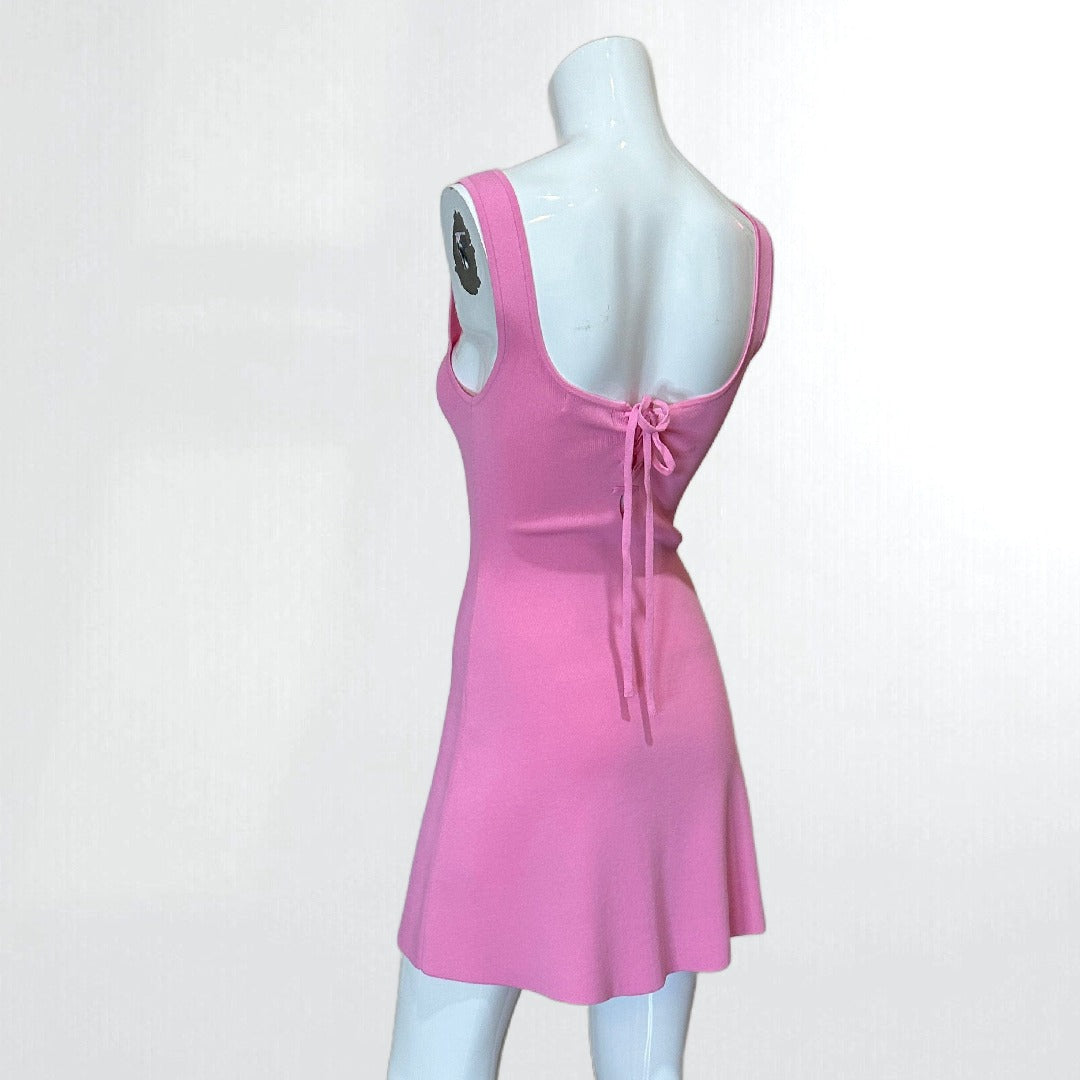 Sweet Pink Ribbed Corset Back Tank Fit & Flare Dress (Small) Posh Society Boutique Dresses Visit poshsocietyhb