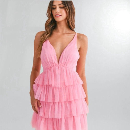 Tiered Pink Tulle Mini Dress Posh Society Boutique Dresses Visit poshsocietyhb