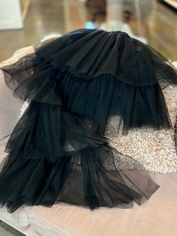 Tiered Tulle Asymmetrical Hi Lo Hem Skirt