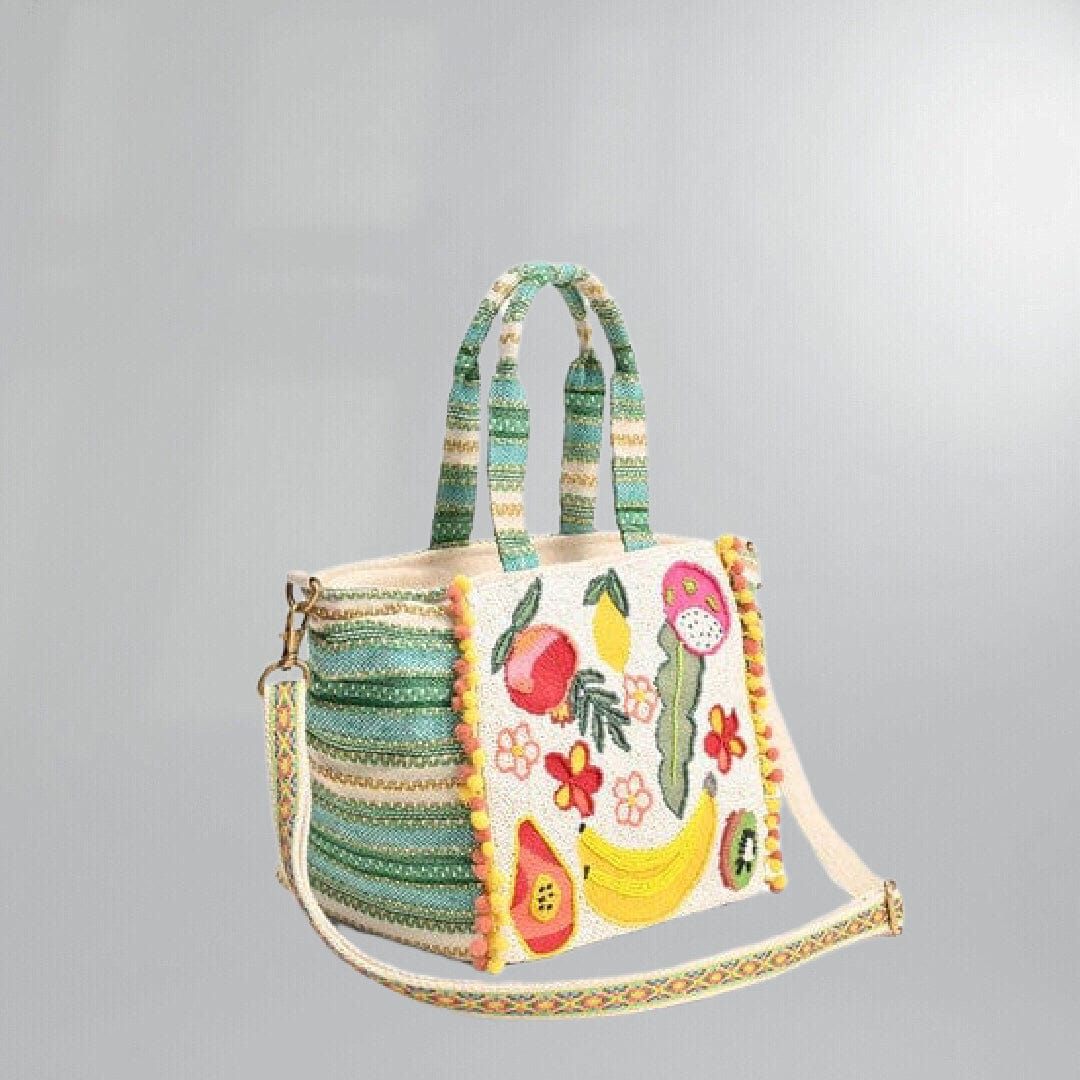 Tropical Hand Beaded Sangria Mini Tote Carryall Posh Society Boutique Accessories Visit poshsocietyhb